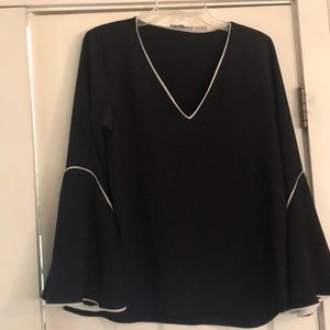 Calvin Klein black bell sleeve blouse